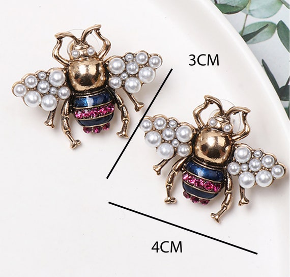 Enamel Antique Gold Honey Bee Earrings Dangle Insects Jewelry Gifts for  Women