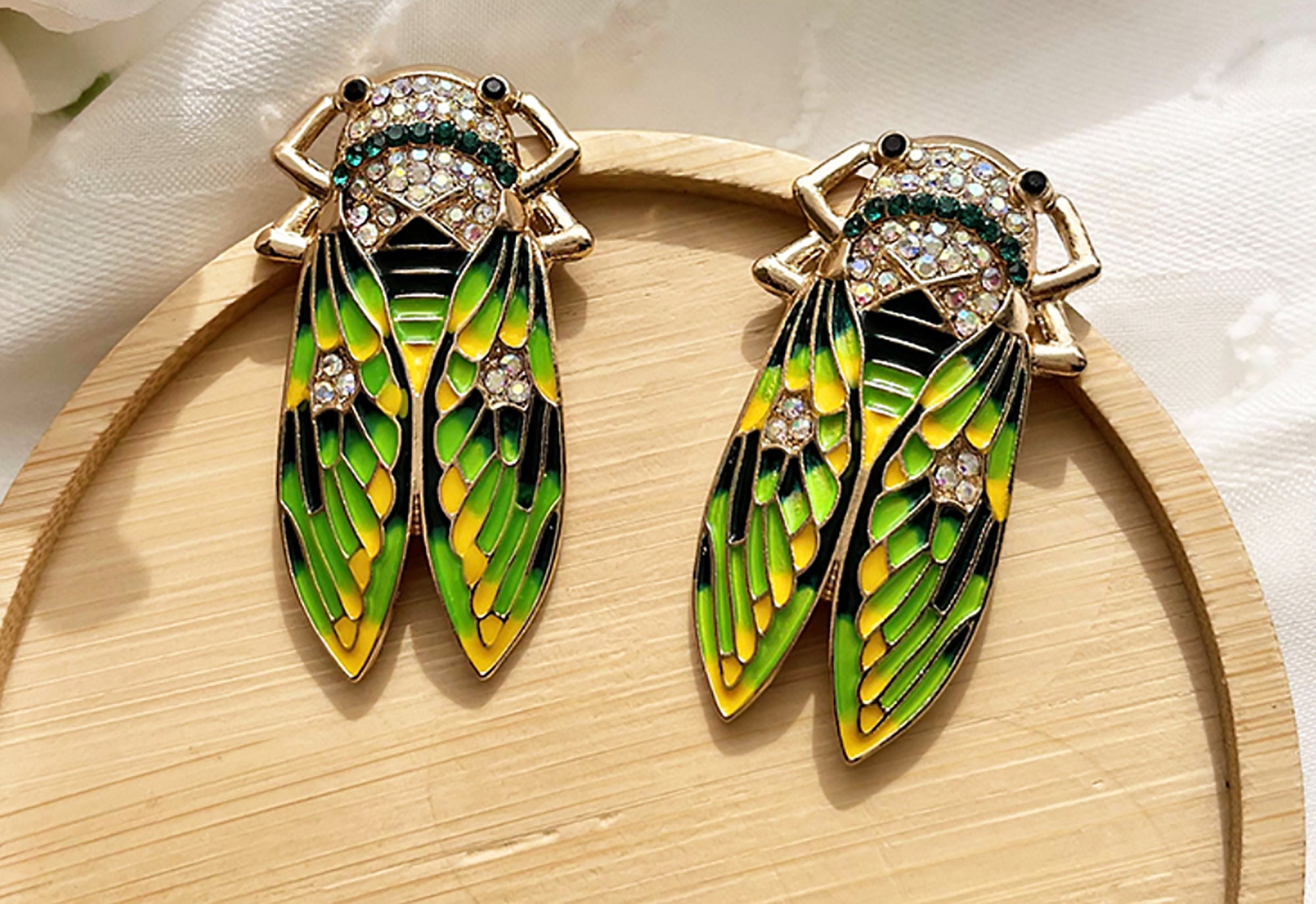 Vintage Art Deco Art Nouveau Style Cicada Beetle Insect Gold Etsy