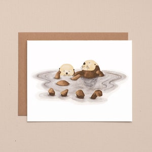 Sleeping Otters Holding Hands | 1st Anniversary Card for Husband | Significant Otter Card | Valentines Card For Him