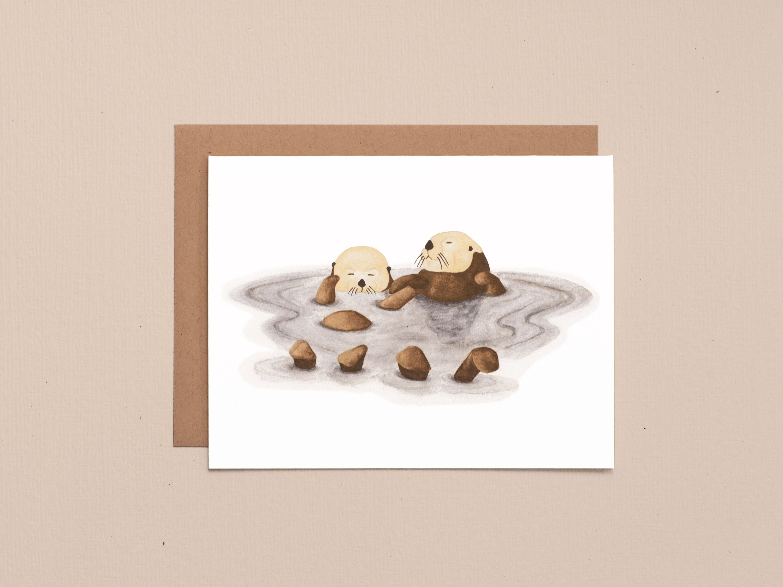 Sleeping Otters Holding Hands | 1st Anniversary Card for Husband | Si…