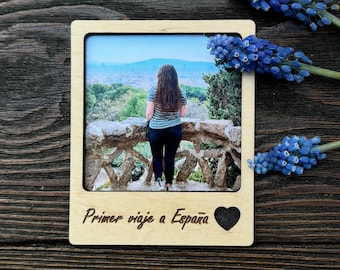 Personalized Wooden Magnet Photo Frame | Fridge Photo Magnet | Custom Fridge Magnets | Polaroid Photo Frames | Mini Photo Frame