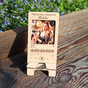 Custom Made Picture Frame Phone Stand | Personalized Wooden Mobile Stand | Spotify Song Plaque | Playlist Photo Frame