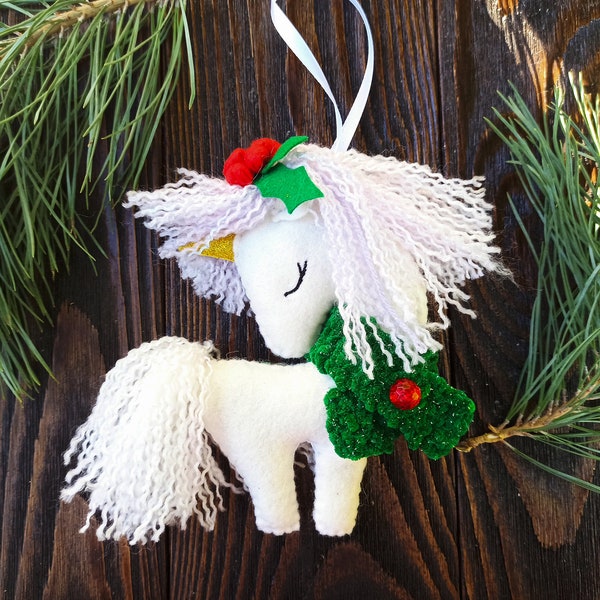 Felt Unicorn Christmas Ornament | Unicorn Ornament For Christmas Tree | Unicorn Nursery Decor | Girl Bedroom Decoration | Handmade Unicorn