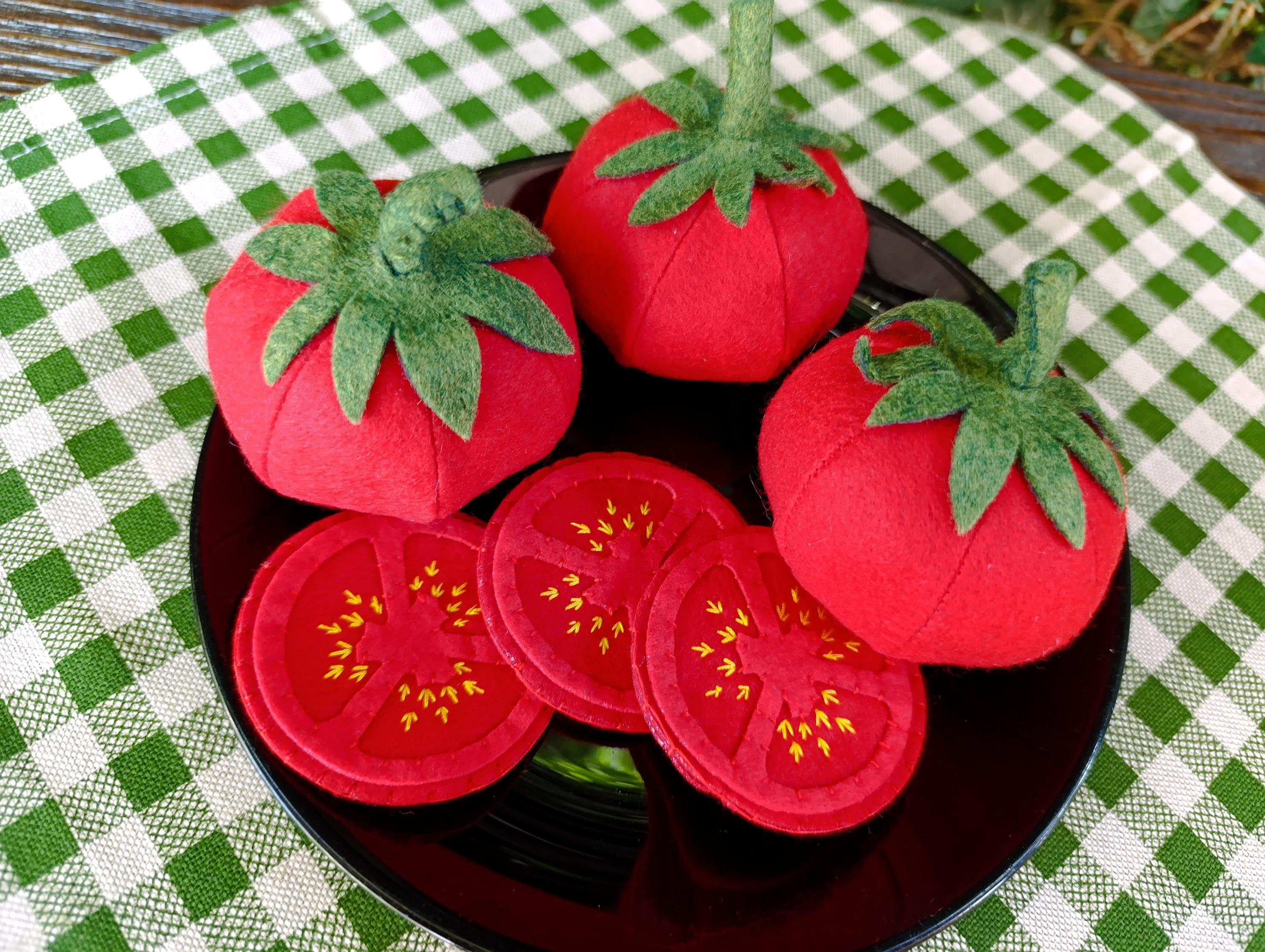 Felt Tomato Slice Play Food - Pretend Kitchen Toy - Sensory