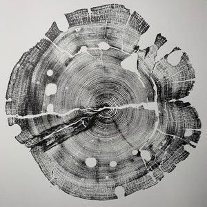 Wood art, Tree ring print, Handmade