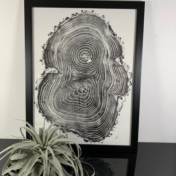 Ash wood tree ring wall art handmade original signed piece.