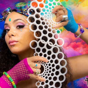 Bubbles Mini - 1.625" Tech Grip Custom Flow Fans , Practice Fans, Day fans, Tech Fans, Fan Poi hula for Flow Fests and Burning Man
