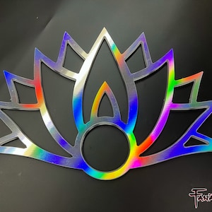 Owl Lotus - 3.25&quot; Hologram Performance Fan - Russian Grip Custom Flow Fans, Day fans, Tech Fans, Fan Poi hula for Flow Fests and Burning Man