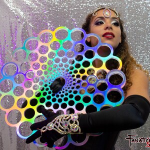 Holograma de burbujas: abanicos de flujo personalizados con tecnología Tech Grip de 1,75", abanicos de práctica, abanicos de día, abanicos tecnológicos, abanicos Poi hula para festivales de flujo y Burning Man
