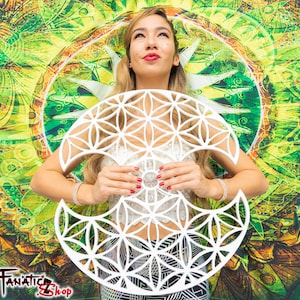 Flower of Life - 1.5&quot; Tech Grip Custom Practice Fans, Day fans, Tech Fans Poi, hula for Flow Fests and Burning Man