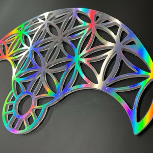 Flower of Life Hologram - 1.75" Flower of Life,  Performance Practice Fans, Day fans, Tech Fans, Fan Poi hula for Flow Fests and Burning Man