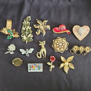 Vintage Brooch Pin Jewelry Lot for Craft Projects or Wearable #1