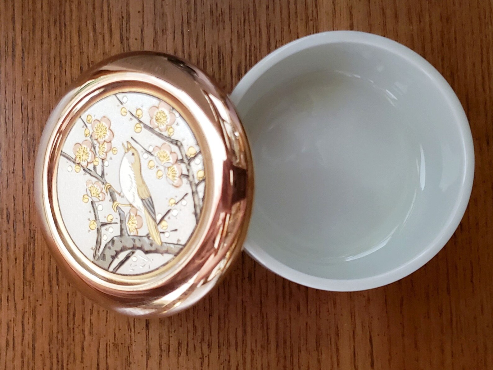 Art of Chokin Bird Trinket Box Porcelain and 24k Gold Etsy