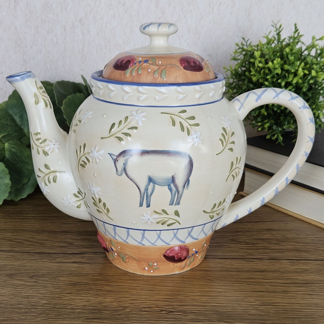 Gantz Tea Bella Casa Bull Teapot by Ganz, Earth Tones Farmhouse Decor 8 Cup Tea ...