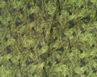 Patchwork fabric, cotton fabric, Christmas with fir branches