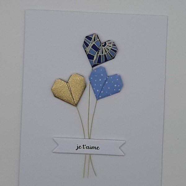 Carte cœur origami "je t'aime"