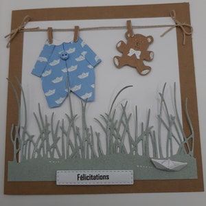 Carte de naissance origami petits bateaux