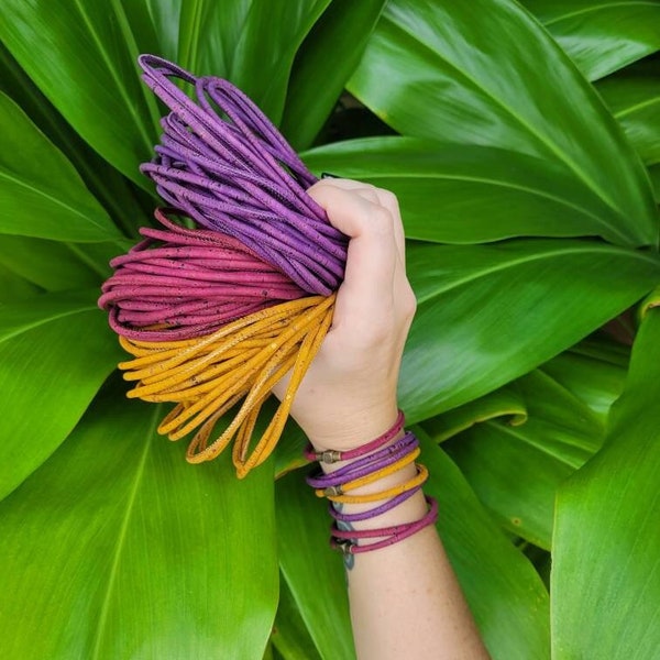 15+ cork colors available - bracelet with brass magnetic clasp - boho fashion, minimalist vegan leather, vegan jewelry, made on Kauai