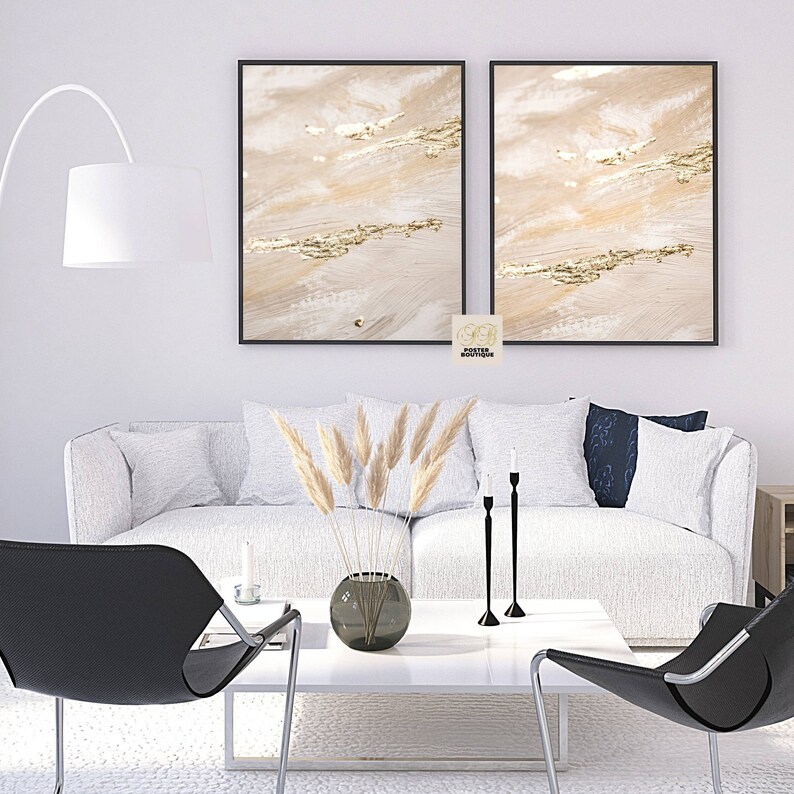 Beige Gold Wall Art Prints Posters Gold Foil Texture Paint Etsy