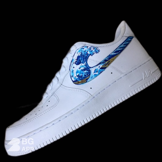 Custom Nike Air Force 1 Great Wave Of Kanagawa Hokusai Etsy