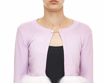 Wolle Blend Pink Cardigan mit Fox Fur Trim