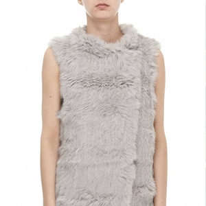 Knit Rabbit Light Grey Fur Gilet