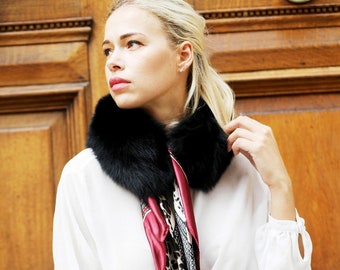 Black Fox Fur Collar With Scarf