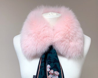 Pink Fox Fur Collar With Scarf