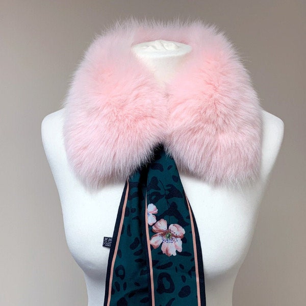 Pink Fox Fur Collar With Scarf