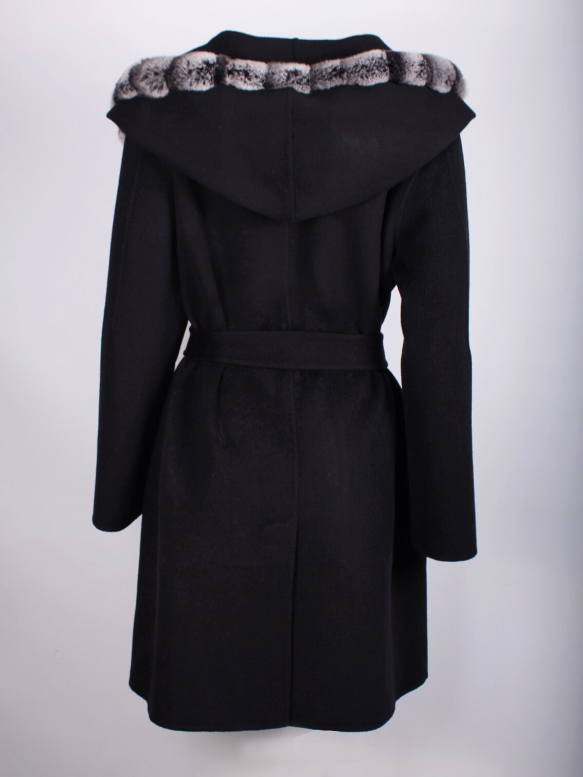 Rex Rabbit Coat Patterns Hooded Wool Coat Black With Rex Rabbit Fur Trim - Etsy