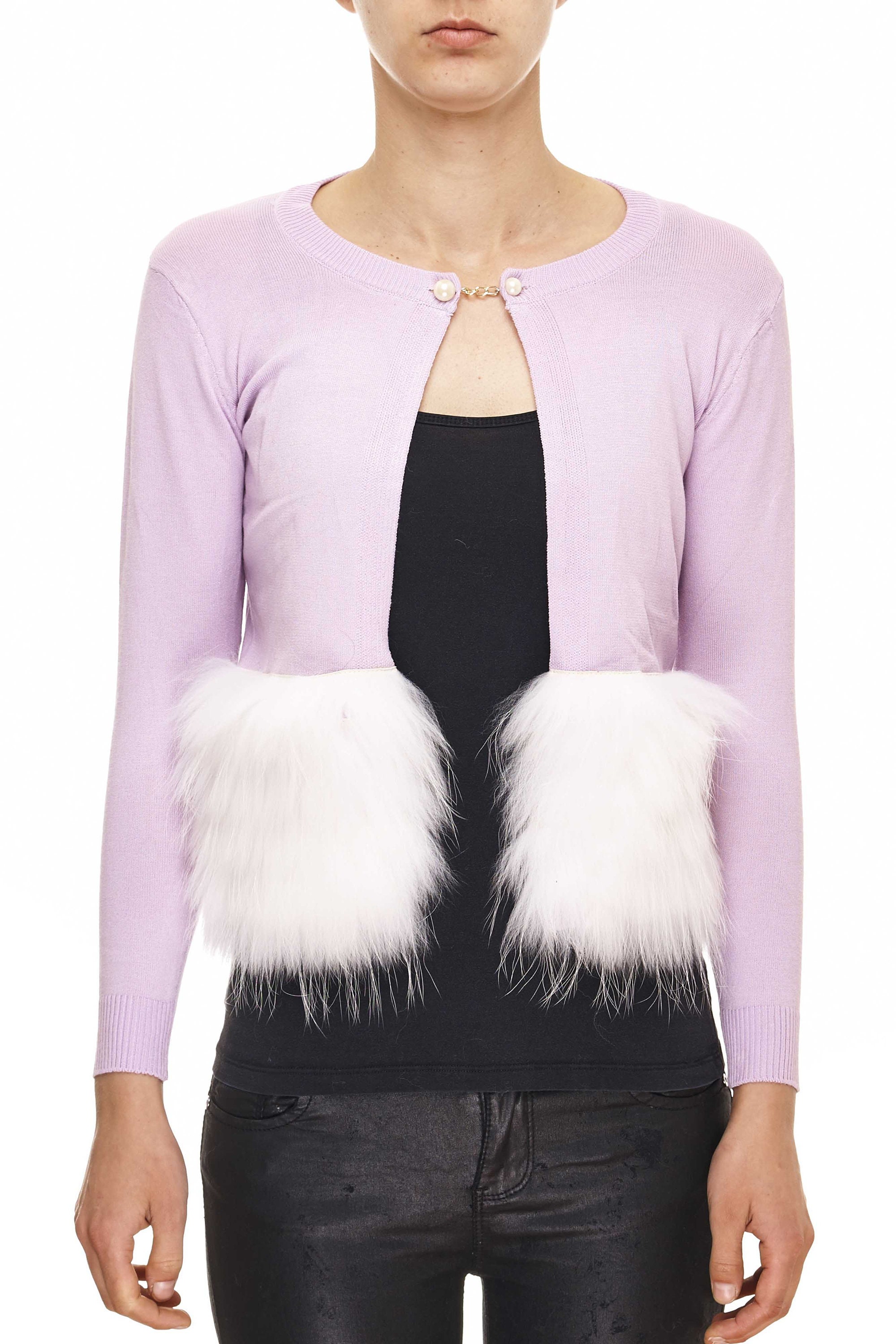 fox fur trim cardigan