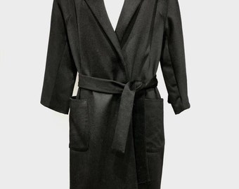 Hand-sewn Double-layer 100% Wool Black Coat