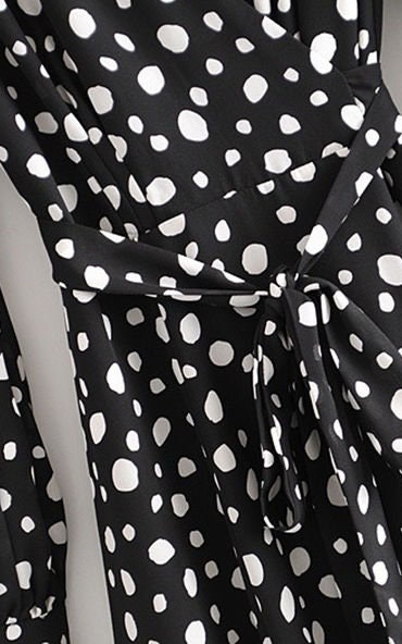 Wrap Midi Dress in Black Polka Dot | Etsy UK