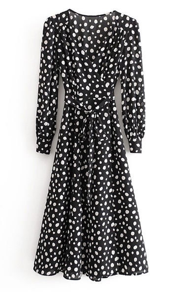 Wrap Midi Dress in Black Polka Dot | Etsy UK