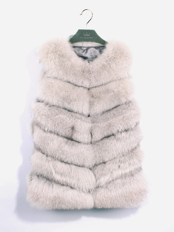 Light Grey Luxurious Fox Fur Gilet Etsy Ireland
