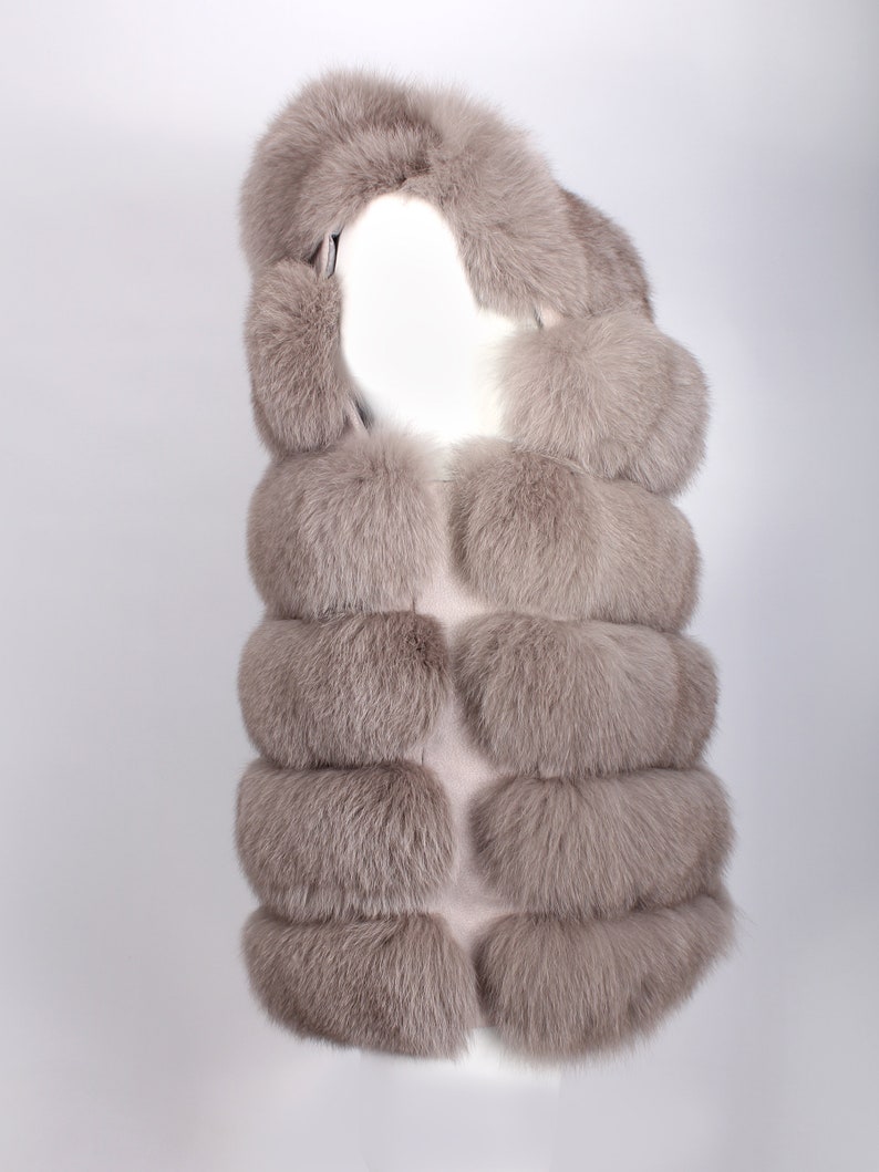 Taupe Luxurious Fox Fur Gilet image 3