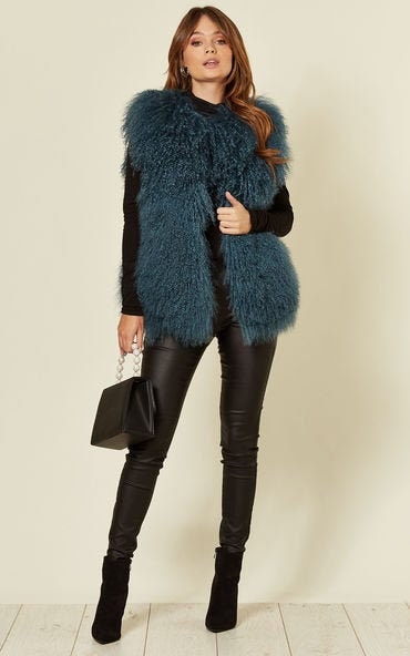 Image of Gilet in Dark Blue Mongolian Lambswool