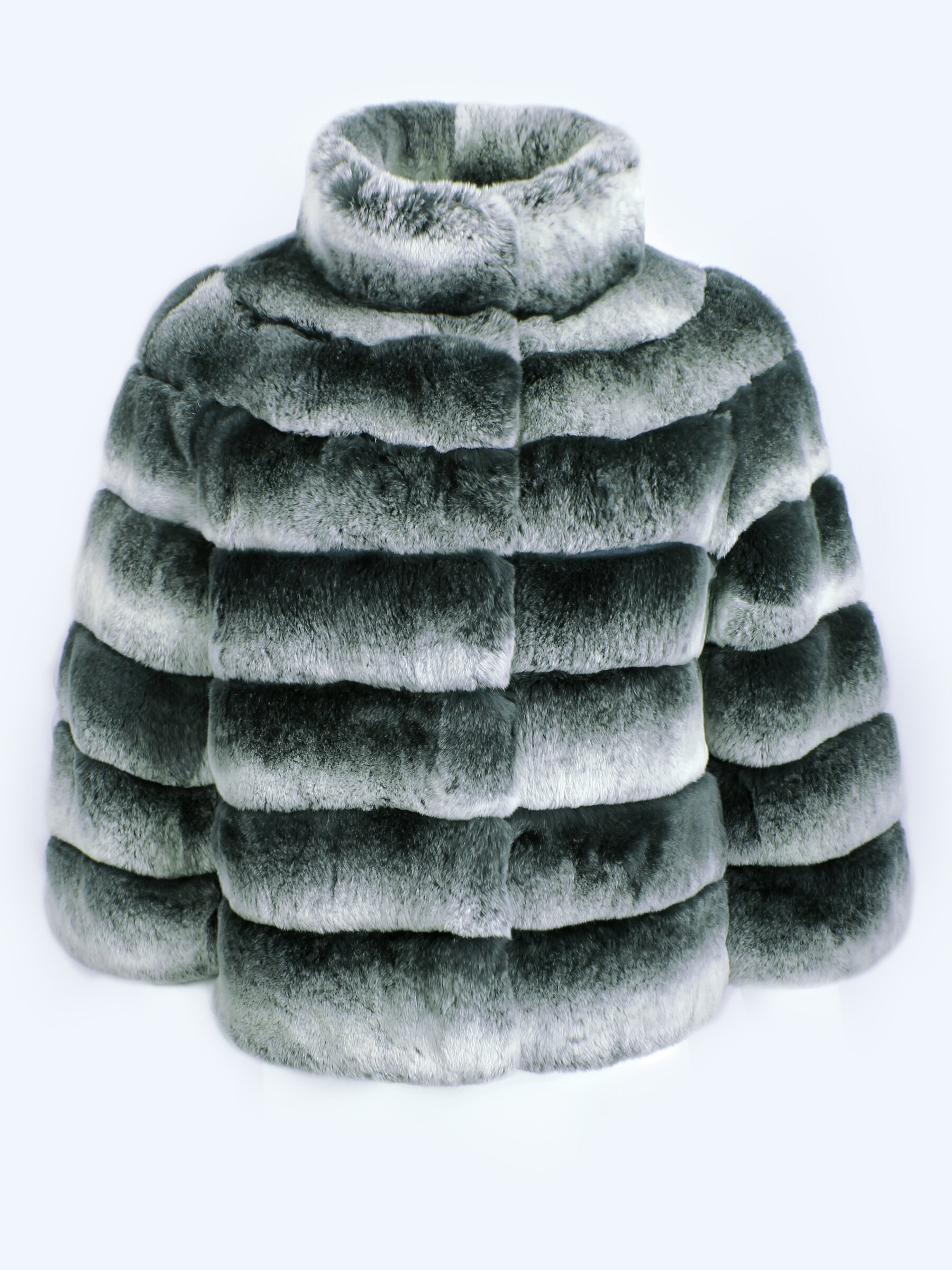 Pure Rabbit Jacket Dark Green & White Luxurious Two Tone Rex Rabbit Fur Jacket - Etsy