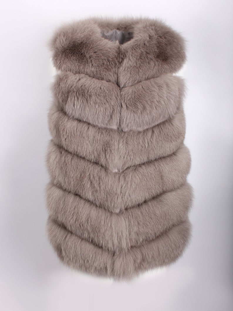 Taupe Luxurious Fox Fur Gilet image 2