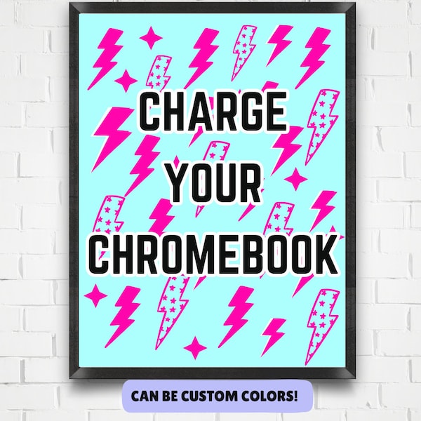 Charge Your Chromebook Poster: Preppy Classroom Decor (Digital Download)