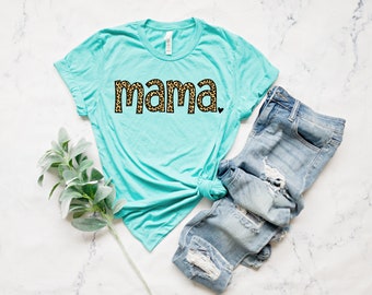 Mama Leopard T-Shirt | Leopard graphic tee | Gift | birthday | Mom | trending | Plus Size