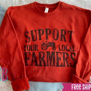 Support Your Local Farmers-shirt I T-shirt met boerderijprint I T-shirt in landelijke stijl I Rustieke kleding voor het boerenleven I Verkrijgbaar in grote maten