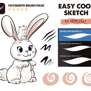 Easy Cool Sketch Brush pack - Procreate Brush Set, Procreate Brushes, Procreate Brush Pack - Hameoart