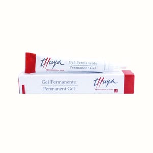 May include: A white tube of "Thuya" Permanent Gel with a red cap and a matching box. The box and tube feature the text "Gel Permanente" and "Permanent Gel". The product is labeled "Professional Line".
