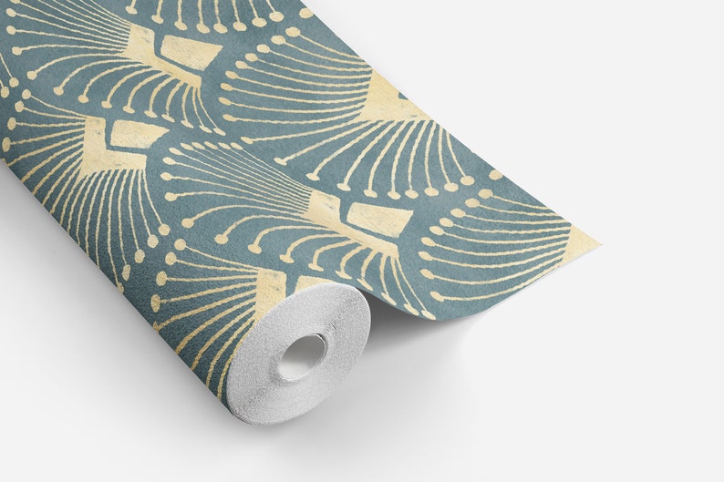 Art Deco Wallpaper Gold Art Deco Peel and Stick Removable Etsy UK