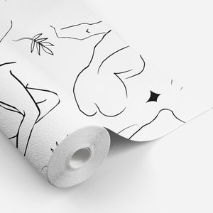 Female Body Line Art Wallpaper Minimalist Wall Decor Line Art | Etsy