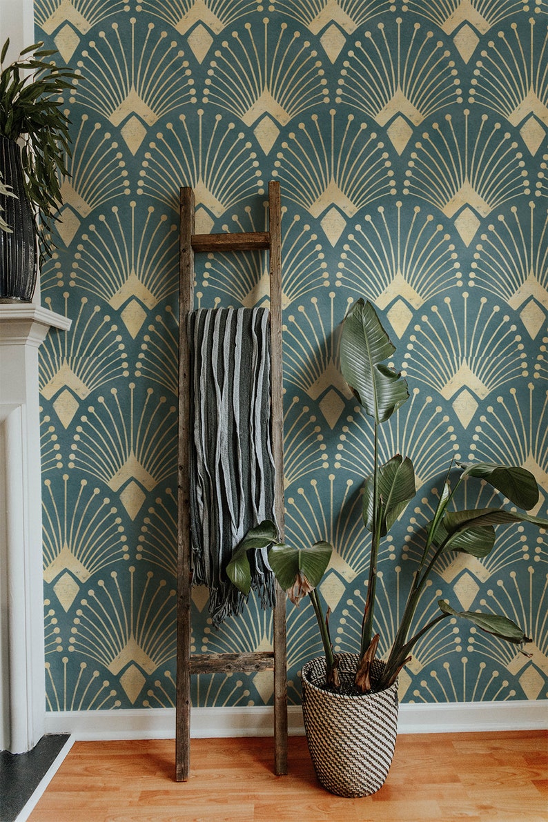 Art Deco Wallpaper Gold Art Deco Peel and Stick Removable Etsy UK