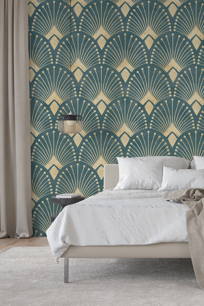 Art Deco Wallpaper Gold Art Deco Peel and Stick Removable Etsy UK