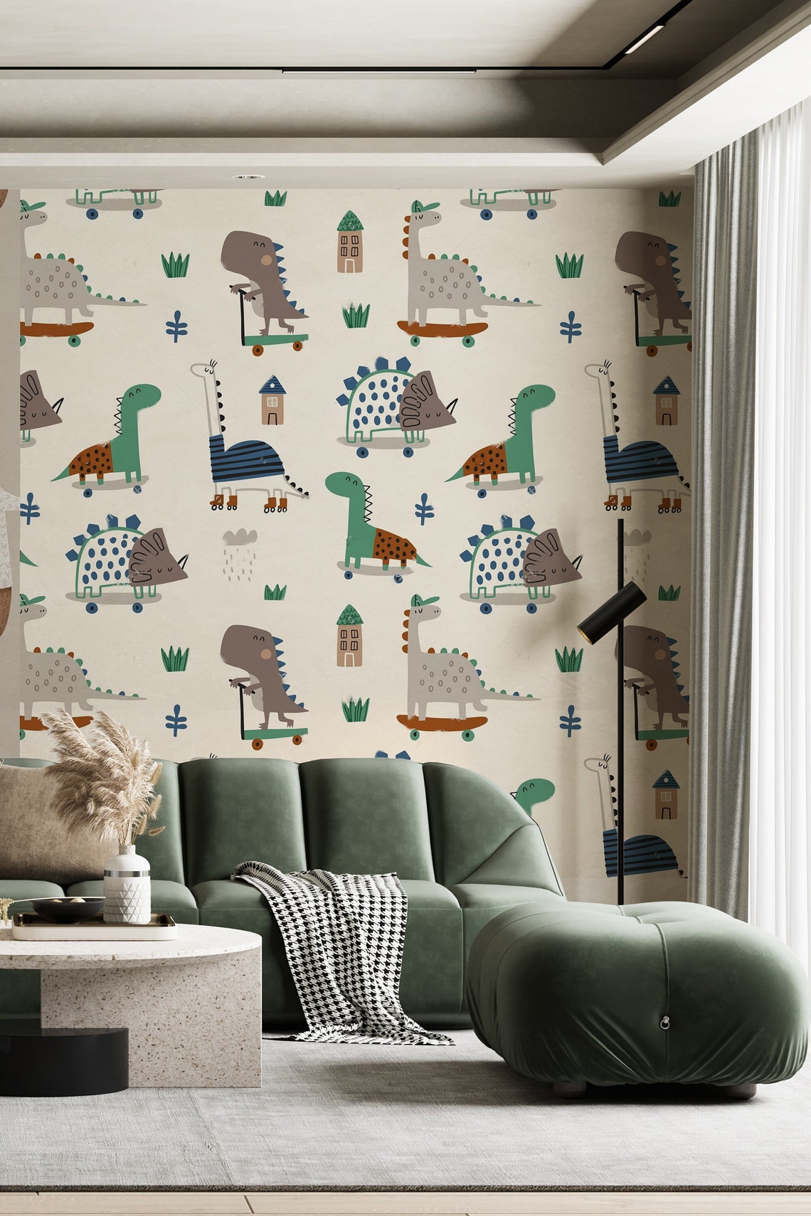 Dinosaur Wallpaper for Nursery Peel and Stick Mural or Etsy