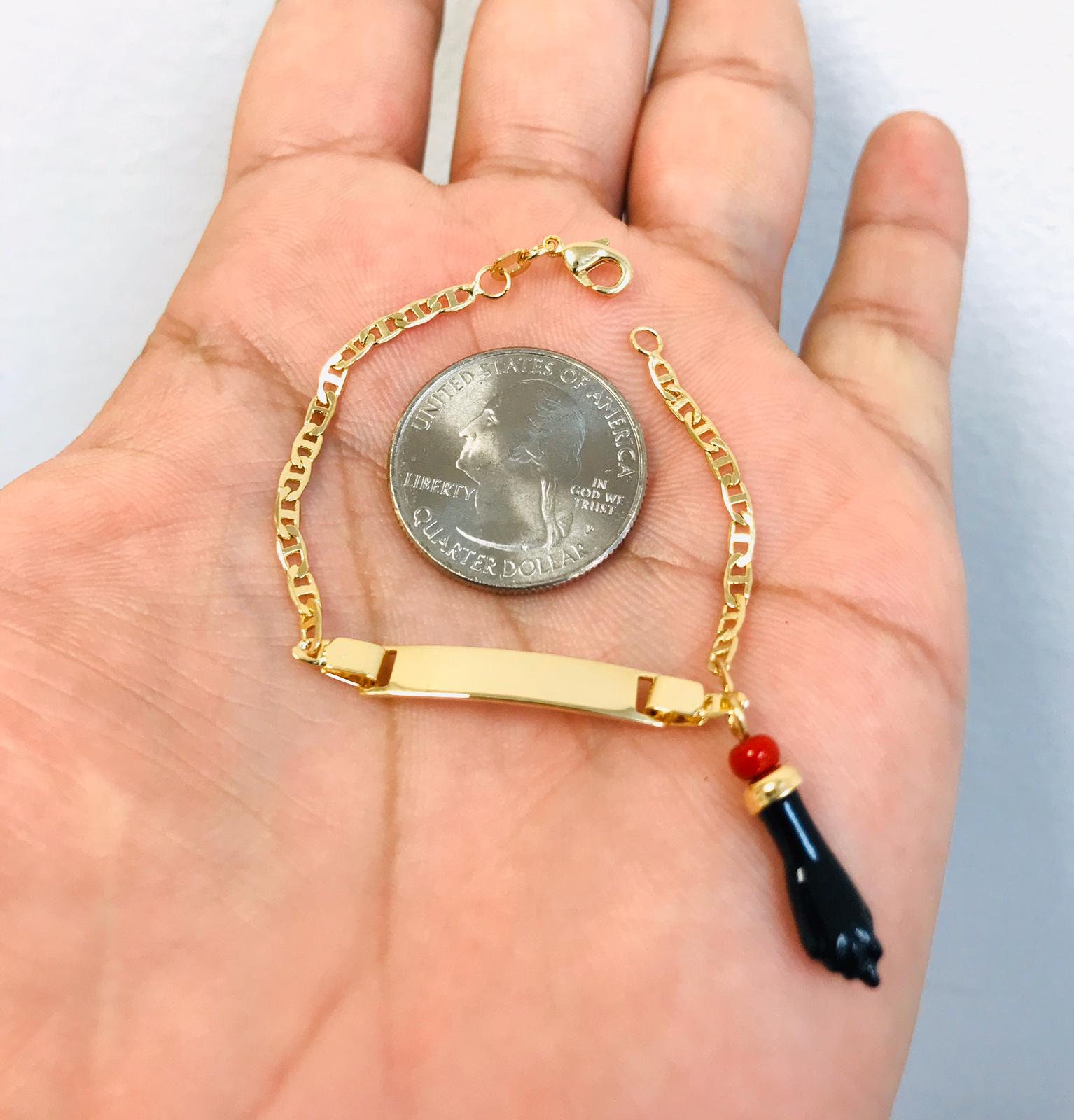 New Baby ID Azabache Bracelet 5.5 Gold Filled Bracelet Etsy